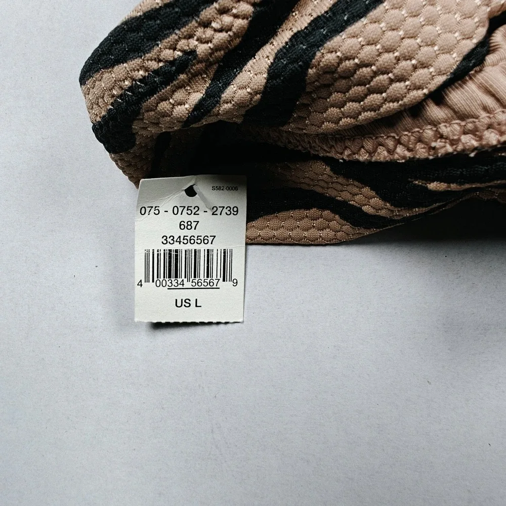 Aerie NWT Zebra Tan Removable Pad Tie Back Bikini Top  Small Adjustable Straps - Picture 9 of 10